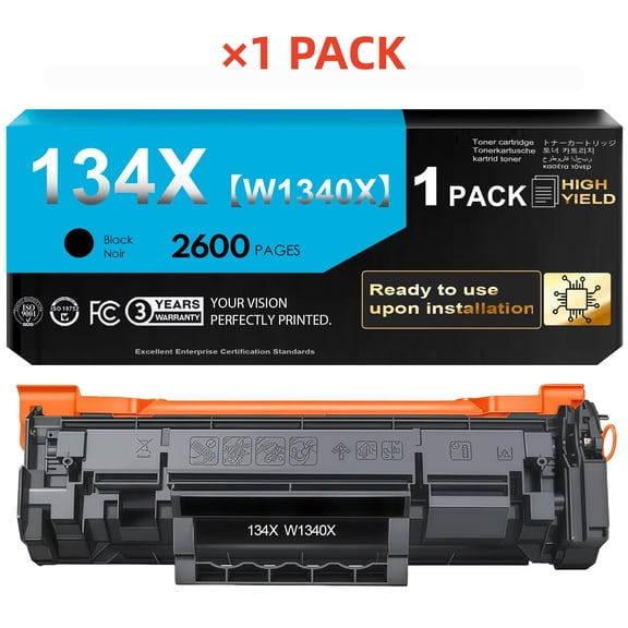134X Black Toner Cartridges (with Chip) Compatible for 134X W1340X 134A W134A Toner Cartridges Work with M209dw MFP M234dw M234sdw M234sdn Printer (1 Pack)