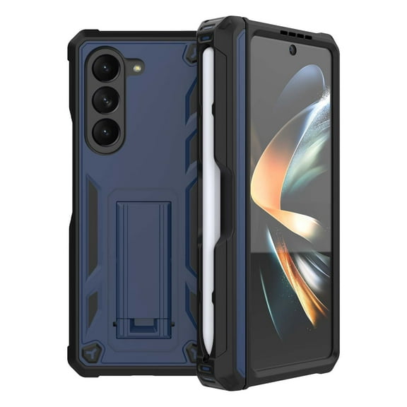 Galaxy Z Fold 5 Case with Belt Clip, Samsung Z Fold5 Cover, Hinge Protection S Pen Slot Military Grade Shockproof Hybrid Rugged Stand Phone Case for Samsung Galaxy Z Fold5 - Navy Blue