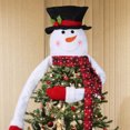 thumbnail image 5 of putnchl Christmas Tree Topper Large Snowman Hugger-Black Topper Snowman With Red Black Plaid Scarf Tree Topper, 5 of 5