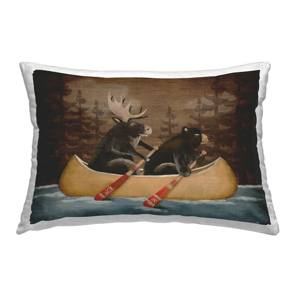 Stupell Industries Rustic Animals Canoe Decorative Printed Throw Pillow, 14 x 20