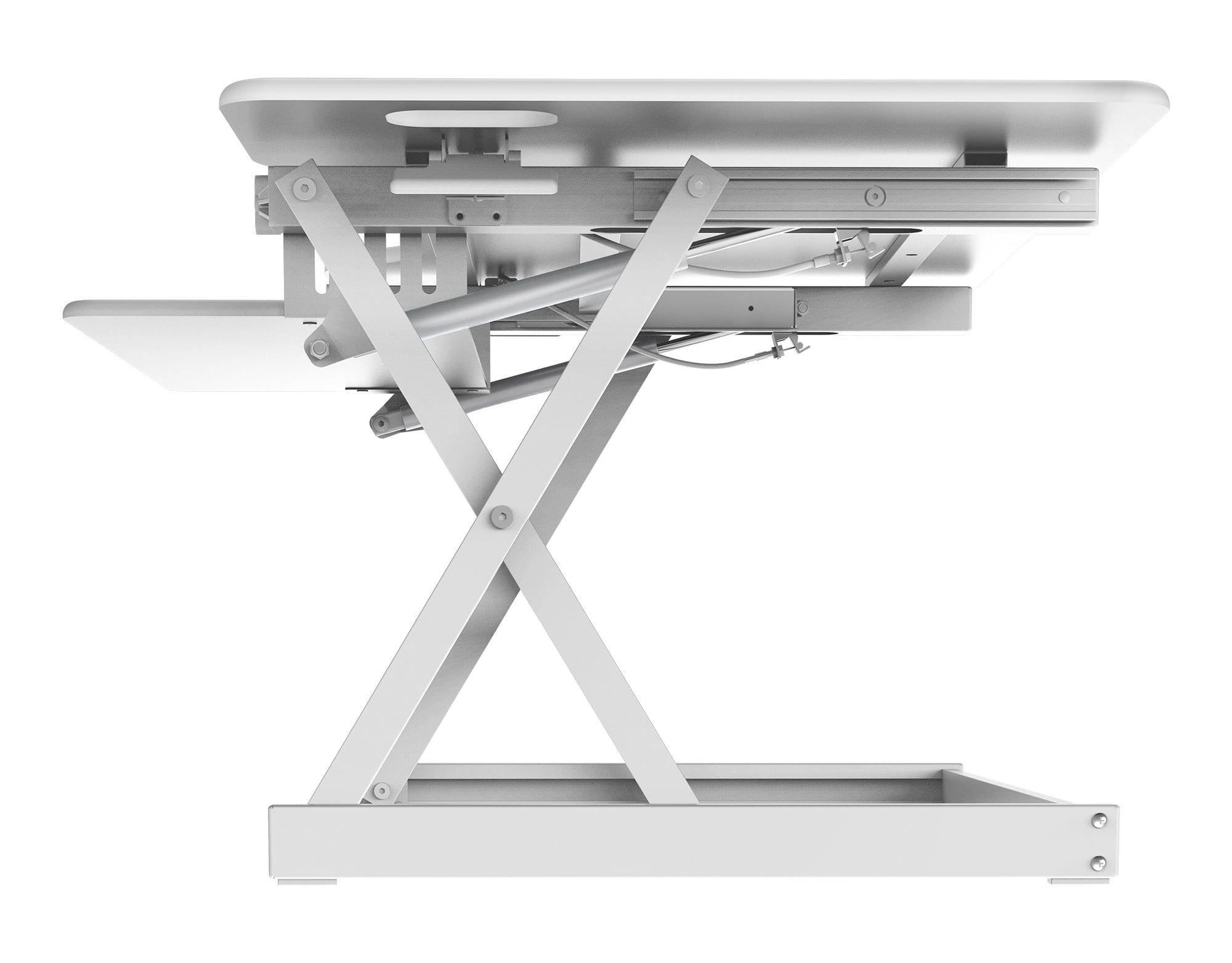 Rocelco 46" Large Height Adjustable Standing Desk Converter, Quick Sit Stand Up Triple Monitor Riser, Gas Spring Assist Computer Workstation, Retractable Keyboard Tray, White (R DADRW-46)