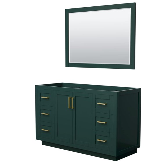 Wyndham Collection Miranda 54" No Sink Wood Single Bathroom Vanity in Green/Gold