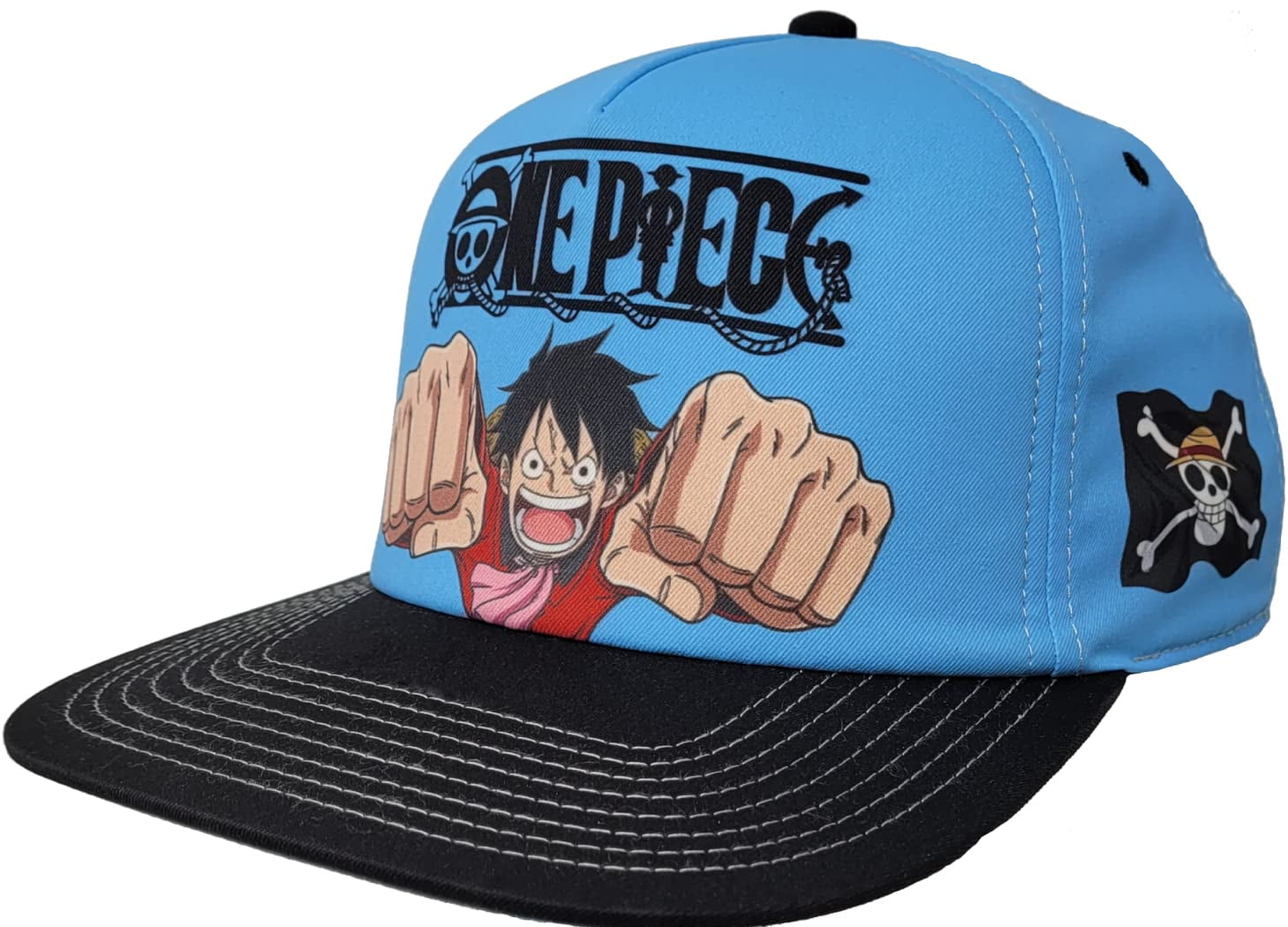 One Piece Luffy Knuckles Blue and Black 5 Panel Structured Flat Bill ...