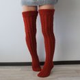 thumbnail image 3 of MSJUHEG Thigh High Socks,Programmer Socks,Thigh High Compression Socks Women,Leg Warmers,Knee High Socks,Knit Leg Stocking Thigh Long Knee Cable Boot Socks Red One Size, 3 of 6