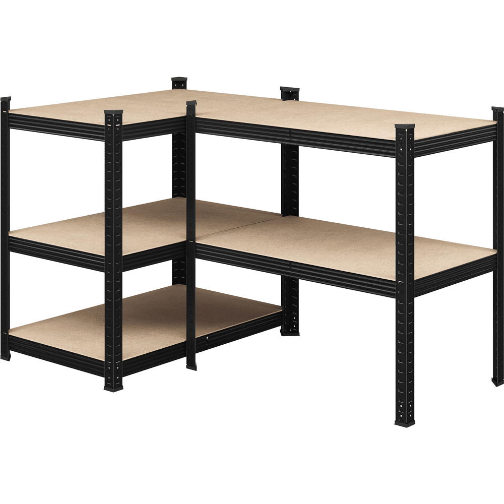 Fullfurnique 71″ Height Metal Storage Rack with Adjustable Shelves, Black