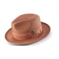 thumbnail image 2 of Men's Braided Wide Brim Pinch Fedora Matching Grosgrain Ribbon Hat in Cognac H-42, 2 of 2