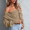 thumbnail image 5 of Vedolay Women's Knit Cardigan Sweater 2023 Work Cardigans Long Sleeve Outwear Khaki,M, 5 of 5