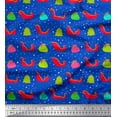 thumbnail image 1 of Soimoi Blue Modal Satin Fabric Santa Bag,Tree & Sleigh Christmas Printed Fabric 1 Yard 42 Inch Wide, 1 of 3