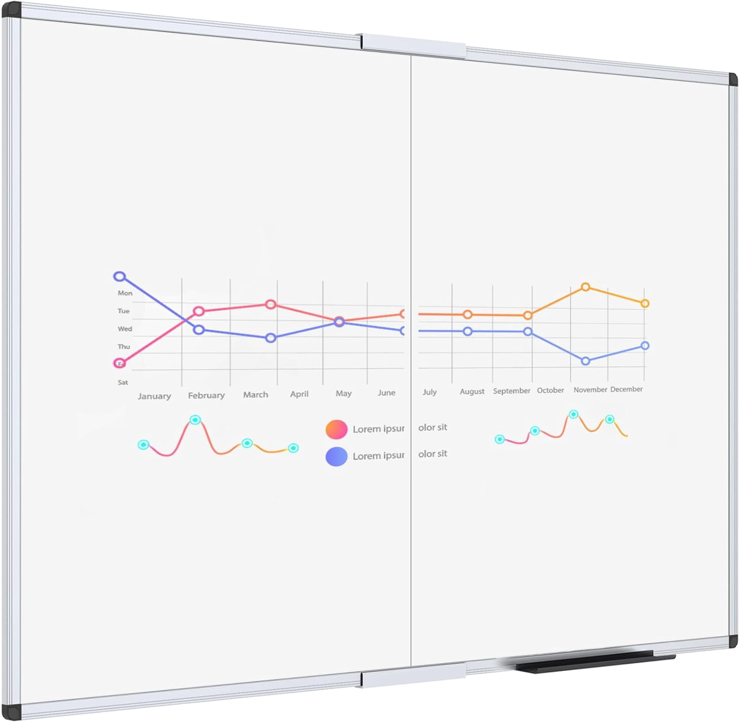 Magnetic Foldable Whiteboard, 48 x 36 Inches, Dry Erase Wall Mounted Board for School Office and Home