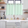 thumbnail image 2 of Green White Stripe Kitchen Curtains Short 54 Inch Length, Modern Minimalist Geometric Striped Grommet Top Bedroom Living Room Curtains, Light Filtering Cafe Curtain Drapes 2 Panels Set 84''x54'', 2 of 9