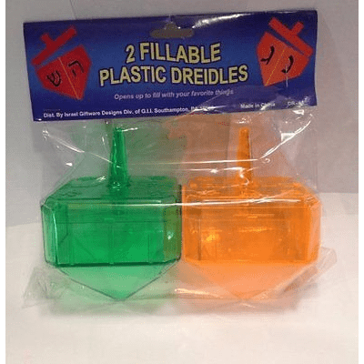Plastic Dreidel - Two Fillable Plastic Dreidles