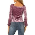 thumbnail image 3 of INSPIRE CHIC Women's Velvet Square Neck Long Sleeve Blouses XL Dusty Pink, 3 of 7