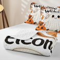 thumbnail image 4 of Erosebridal Kawaii Ghost Twin Quilt Set, Thanksgiving Fall Pumpkin Twin Coverlet Set for Boys Girls, Cream Orange, 2 Pieces 1 Bedspread and 1 Pillowcase, 4 of 7