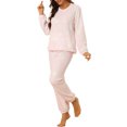 thumbnail image 5 of INSPIRE CHIC Women's Winter Flannel Pajama Sets Long Sleeve Loungewear XL Heart Printed Pink White, 5 of 8