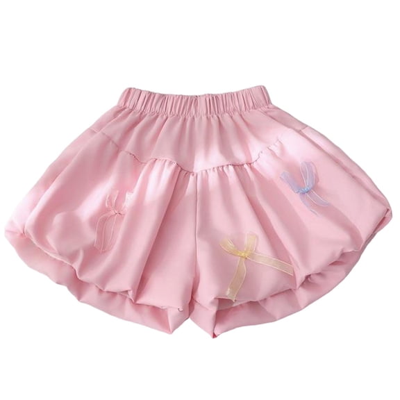 OGLCCG Girl Summer 3D Bow Bubble Shorts Casual Elastic Waist Bloomers Cute Soft Elastic Waist Ruffle Shorts 1-8 Years