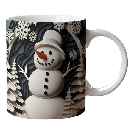 

Water Bottle Christmas Ceramic Coffee Snowman Mug Tea Cup 3D Snowman Mug Wrap 3D Christmas Mug Design