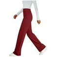 thumbnail image 4 of Fmbrln Womens Wide Leg Pants Baggy Stretchy Waist Straight Leg Pants Office Work Pants Yoga Athletic Pants with Pockets, 4 of 9