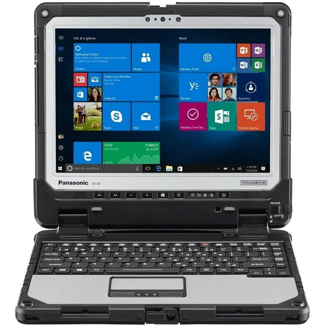 Panasonic Toughbook CF-33, Rugged 2-in-1, 12", Intel i5-7300U, 4G LTE, dGPS, Barcode, 8GB, 1TB SSD, Hello Webcam, Rear Cam, Backlit Keyboard, Win10 Pro - Refurbished