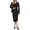 Black, variant on Rove Studio Women 2 Piece Business Suit Set, V Neck Long Sleeve Button Blazer & High Waist Midi Pencil Skirt Solid Polyester Elegant Office Workwear Matching Outfit Dark Blue S
