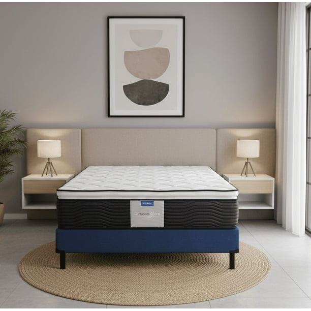 Colchon Individual Restonic Ortopedico MoonCare + Box Tapiz Tela Blue + 2 Almohadas Standart