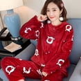 thumbnail image 4 of Pijama Sets Flannel Pajama Sets For Woman Long-Sleeved Trousers Two-Piece Set Cartoon Sleepwear Warm Pyjamas Loungewear Women, 4 of 7