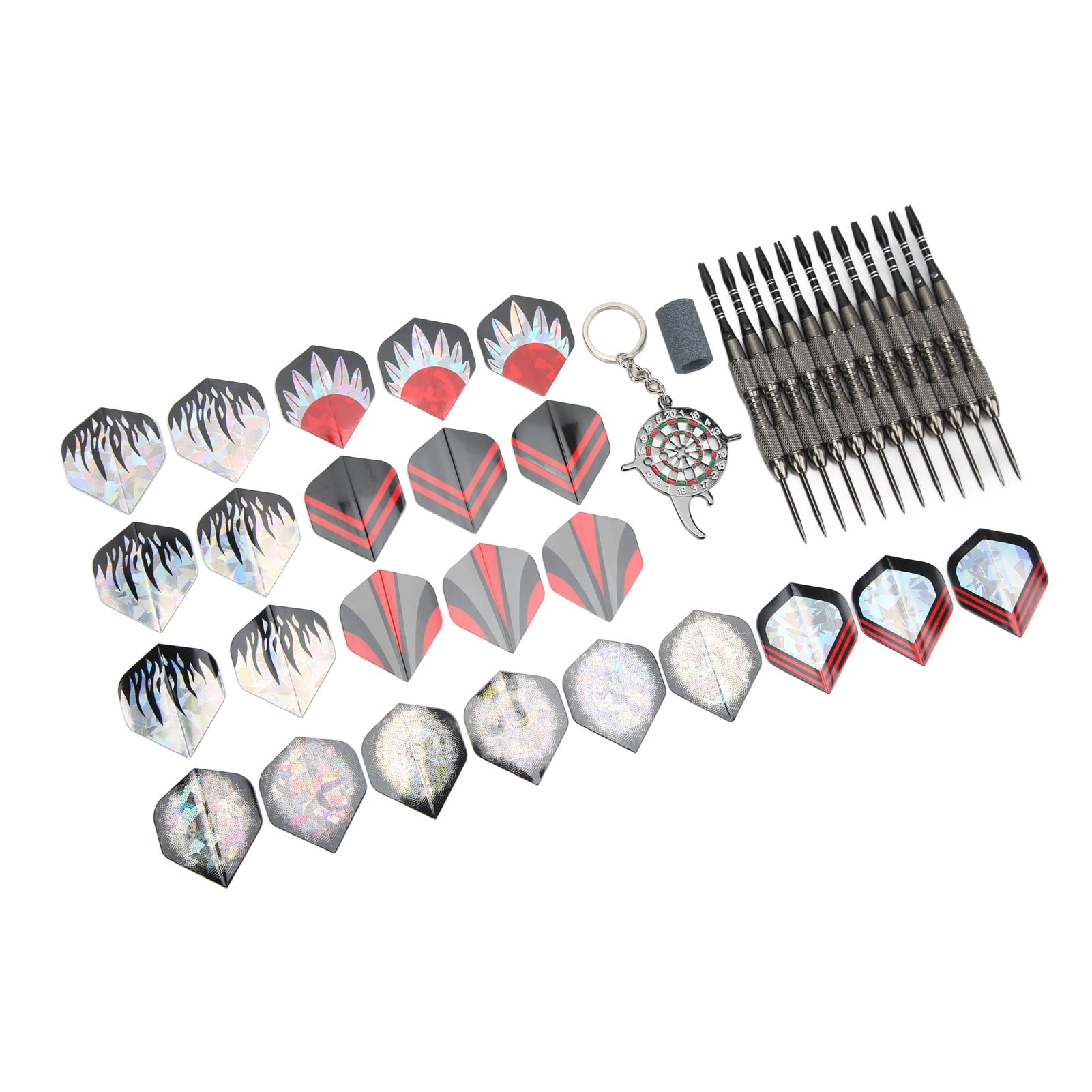 M Buder Professional 12Pcs Dart Set Stainless Steel Tip Darts Kit Anti Fall Competitive Entertaining Metal Hard Tip Darts for Beginners and Pro Players