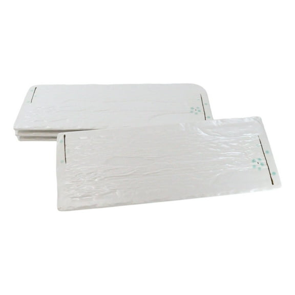 Set Of 4 Modern Yukino Hana Snowflakes Melamine Large Serving Platters 16" Long