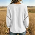 thumbnail image 5 of cfhntfmh Womens Shirts Dressy Casual Hollow out 3/4 Sleeve Tops Loose Fit Trendy V Neck T-Shirts with Buttons, 5 of 5