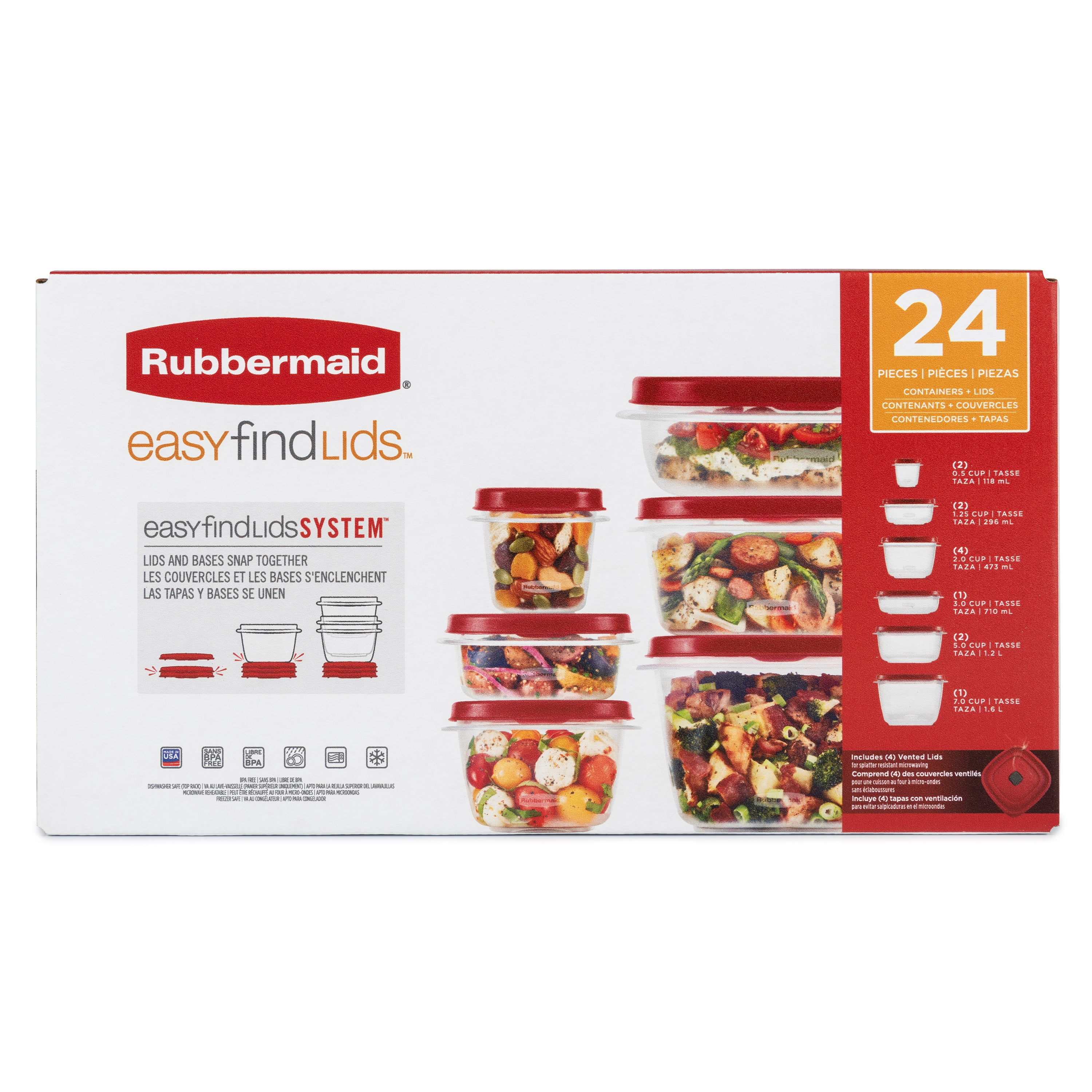  Rubbermaid 42-Piece Food Storage Containers with Lids, Salad  Dressing and Condiment Containers, and Steam Vents, Microwave and  Dishwasher Safe, Red (Pack of 21)