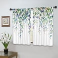 thumbnail image 4 of Blue Eucalyptus Leaves Kitchen Curtains Rustic Floral Spring Farmhouse Watercolor Botanical Plant Rod Pocket Nature Bathroom Bedroom Living Room Treatment Fabric 2 Panels 27.5Wx39H Inch, 4 of 6
