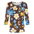 thumbnail image 4 of COM1950s Chemises pour Filles, Mode Enfants Femme Col Rond T-Shirt Imprimé Manches 3/4 Blouse, 4 of 9