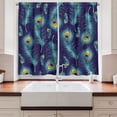 thumbnail image 2 of Ambesonne Peacock Kitchen Curtains, Peacock Bird Feathers, 55"x45", Navy Blue Orange, 2 of 3