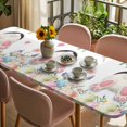 thumbnail image 3 of Easter Table Cloths for 8 Foot Rectangle Tables, Spring Rabbit Feet Eggs Botanical Blooms Flowers Patio Waterproof Elastic Fitted Tablecloths, Washable Rectangular Table Cover for Camping, 3 of 8