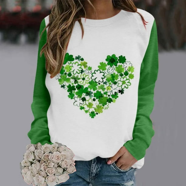 zanvin Womens St. Patrick's Day Casual Sweatshirt Long Sleeve Shirts Irish  Cute Pullover Tops,Green,XXL 