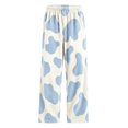 thumbnail image 7 of Kezqiaxn Womens Pajama Pants Cow Print Fleece High Waisted Stretchy Lounge Pants Wide Leg Thick Casual Bottoms with Pockets Plus Size Blue B XL, 7 of 7