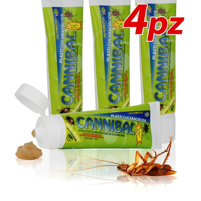 Insecticida Veneno Mata Cucarachas Cannibal Exterminador De Plaga Ecológico Presentación De Tubo Paquete 4 Piezas Con 120g.