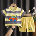 thumbnail image 2 of Gibobby Toddler Outfits for Boys Toddler Boys Outfit Set Short Sleeve Soft Casual Kids 3 6 12 18 24 Months 3-5T Summer Clothes Cotton T Shirts and Elastic Shorts(12-18 Months,Grey), 2 of 4