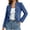 Dark Blue, variant on Ruffled Denim Jacket for Women Distressed Jean Jacket Long Sleeve Trucker Jacket Vintage Western Cowboy Jackets Open Front Denim Coat Black