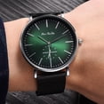thumbnail image 3 of Reloj de pulsera de cuarzo con pantalla analógica y esfera redonda grande para mujer de aleación de moda (negro + plateado + verde), 3 of 3