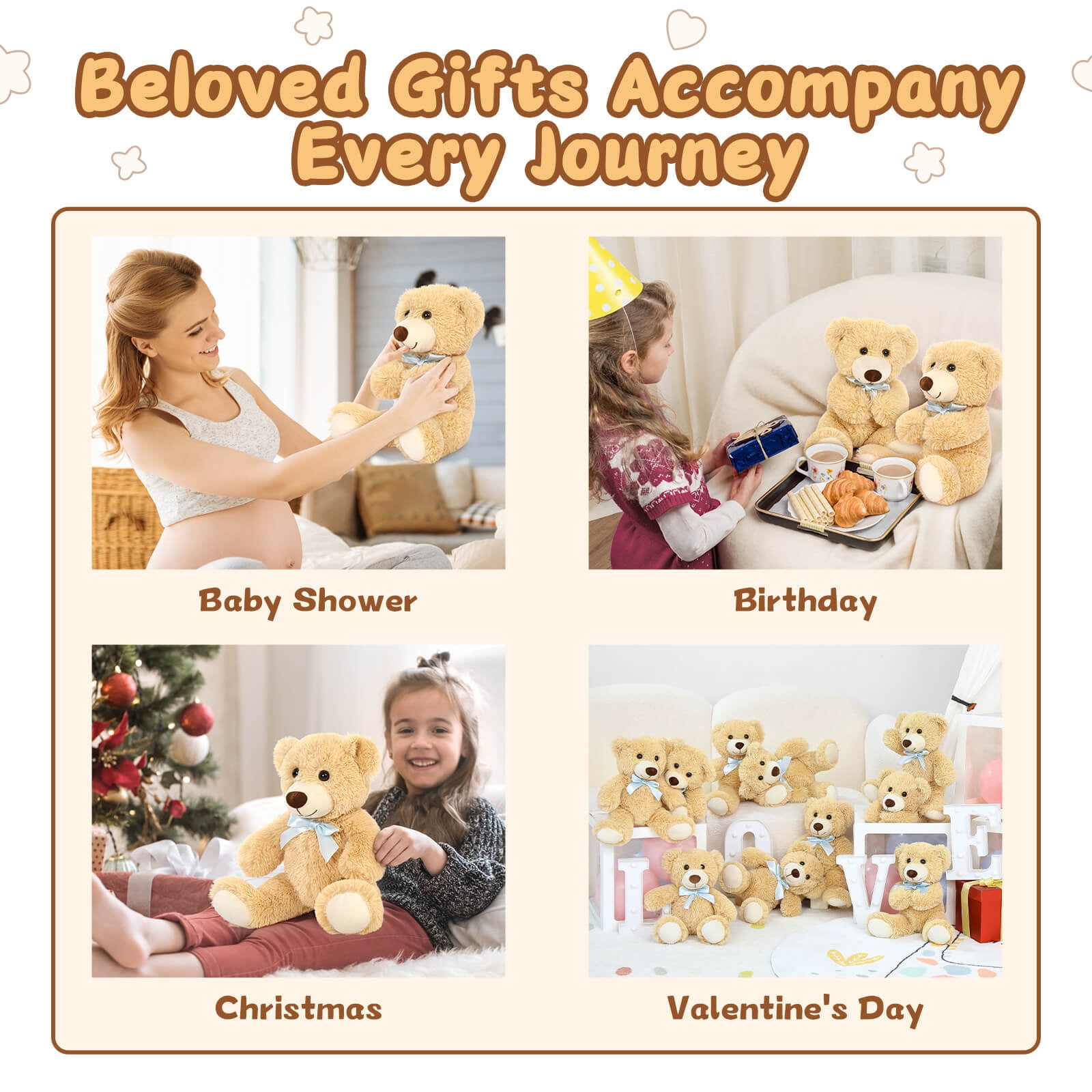 MaoGoLan 10 packs Teddy Bear with Blue Bow Tie 14" Bulk Stuffed Animals Plush Toy Stuffed Bear Toys
