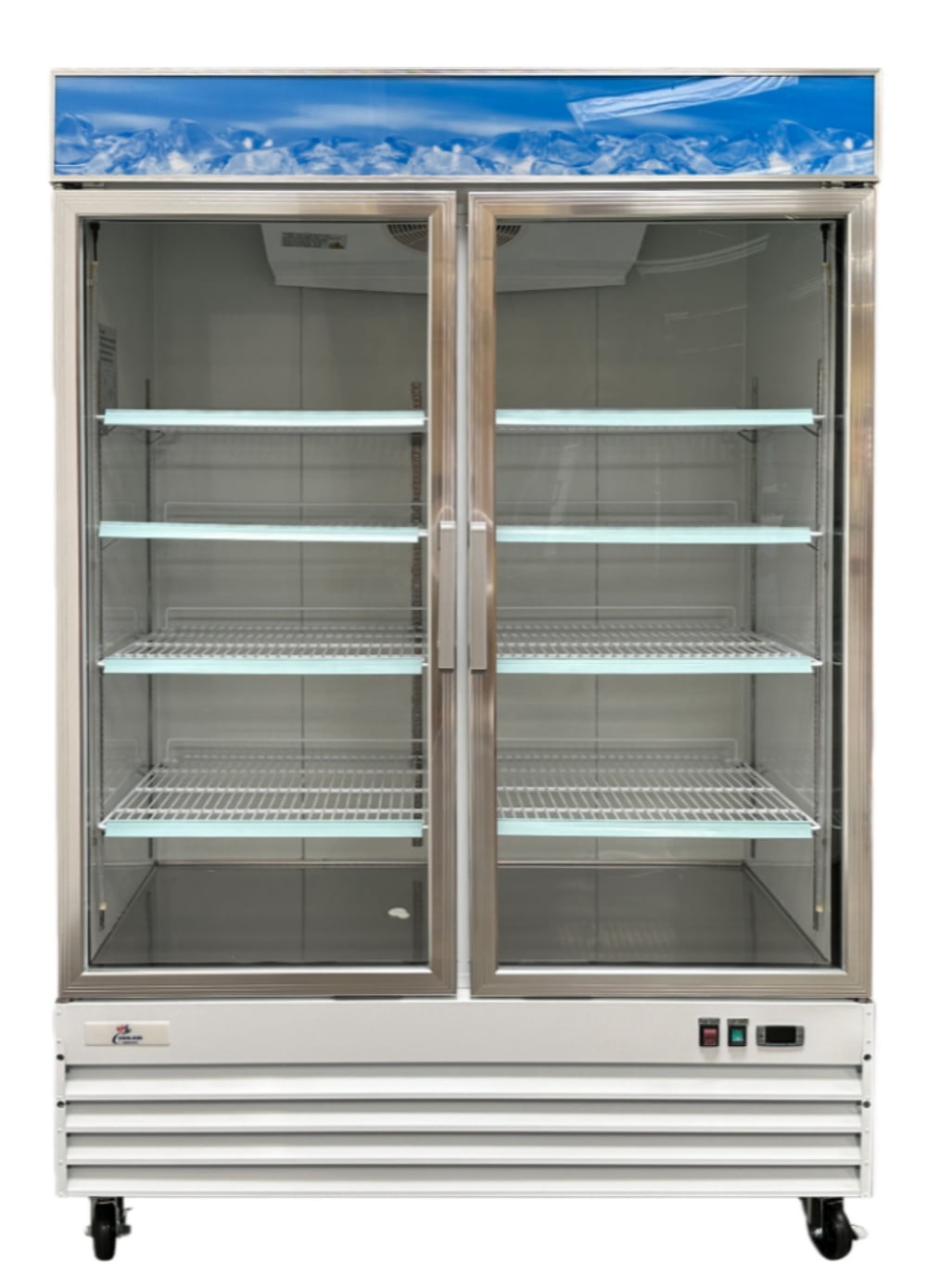 Cooler Depot Commercial Merchandiser Refrigerator, 54 inch, 45 cu. ft,  2 glass door cooler, NSF Certified.