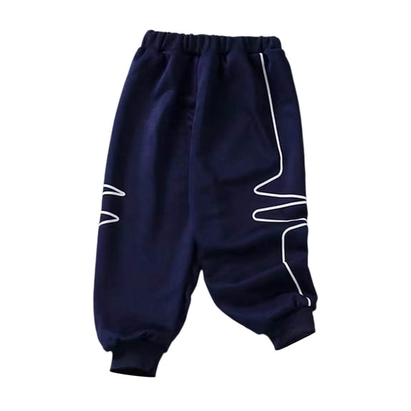 Infant Boys Pants With Curved Stripe Print Fall Kids Trousers Elastic Waist Soft Joggers Active