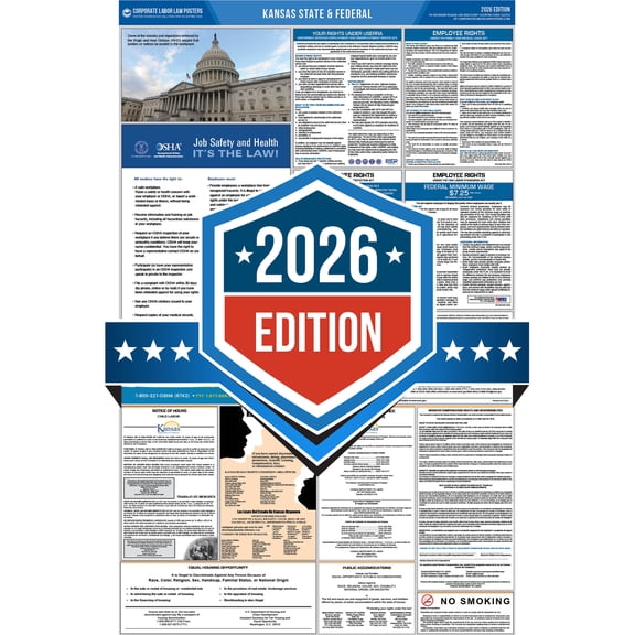 Corporate Labor Law Posters :: 2026 Kansas State & Federal Labor Law Posters - All in one [Plain Paper-English]