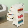 thumbnail image 4 of TFCFL Cream Color Storage Cart 3-Tier 4 Drawers Storage Cart Storage Rack with Wheels 14.17x14.17x31.1in, 4 of 15
