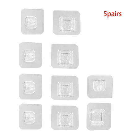 

Double-sided Adhesive Wall Hooks Bathroom Photo Frame Holder Adhesive Wall Hangers Waterproof 5 Pair