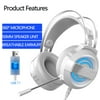 PVUEL USB Gaming Headset w/ Mic LED Headphone Stereo Bass Surround For PC Xbox ONE PS4,White