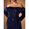 thumbnail image 4 of AURA Plus Size Sequin Evening Dress One Shoulder Mermaid Formal Gown 0XL 4XL, 4 of 8