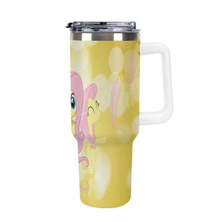 

My Li_ttle Pon_y Anima Large Capacity Car Cup Stainless Steel Travel Mug Leak-Proof Tumbler with Handle And Straw Suitable for Men And Women 40oz