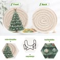 thumbnail image 6 of 6 Pcs Drink Coasters with Holder 3.94in Woven Coasters for Drinks Green Christmas Tree with Baubles Coaster Set for Protection Table, 6 of 7