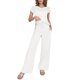 thumbnail image 1 of Conjunto de 2 piezas para mujer: top de punto calado de ganchillo y pantalones anchos, diseño con aberturas, para todas las estaciones - Tallas S/XXL, 1 of 2